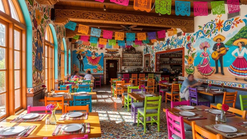 The colorful and authentic interior atmosphere of Las Margaritas Mexican Cuisine.