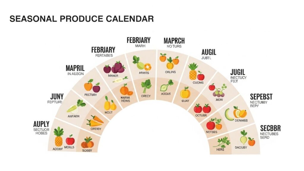 Diagram showing the seasonality of various vegetable