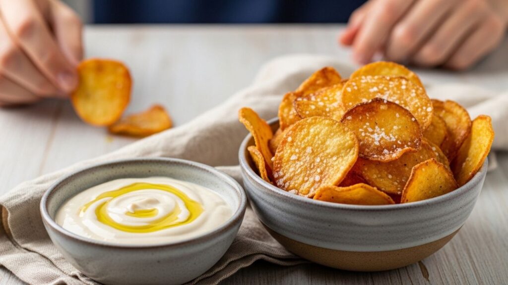 Spaced out purple potato skins on a tray before entering the oven.